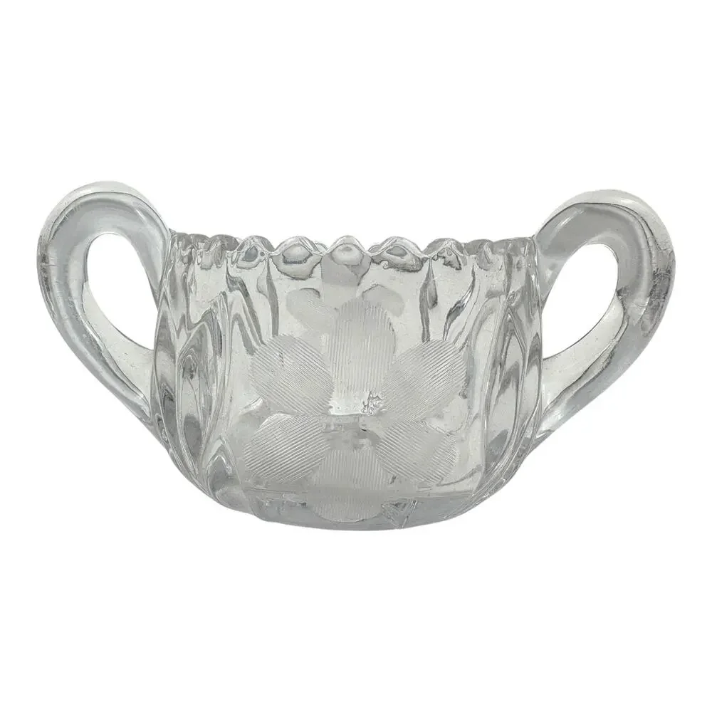 Vintage Tiffin-Franciscan EAPG Clear Cut Open Sugar Bowl Floral Etched‎